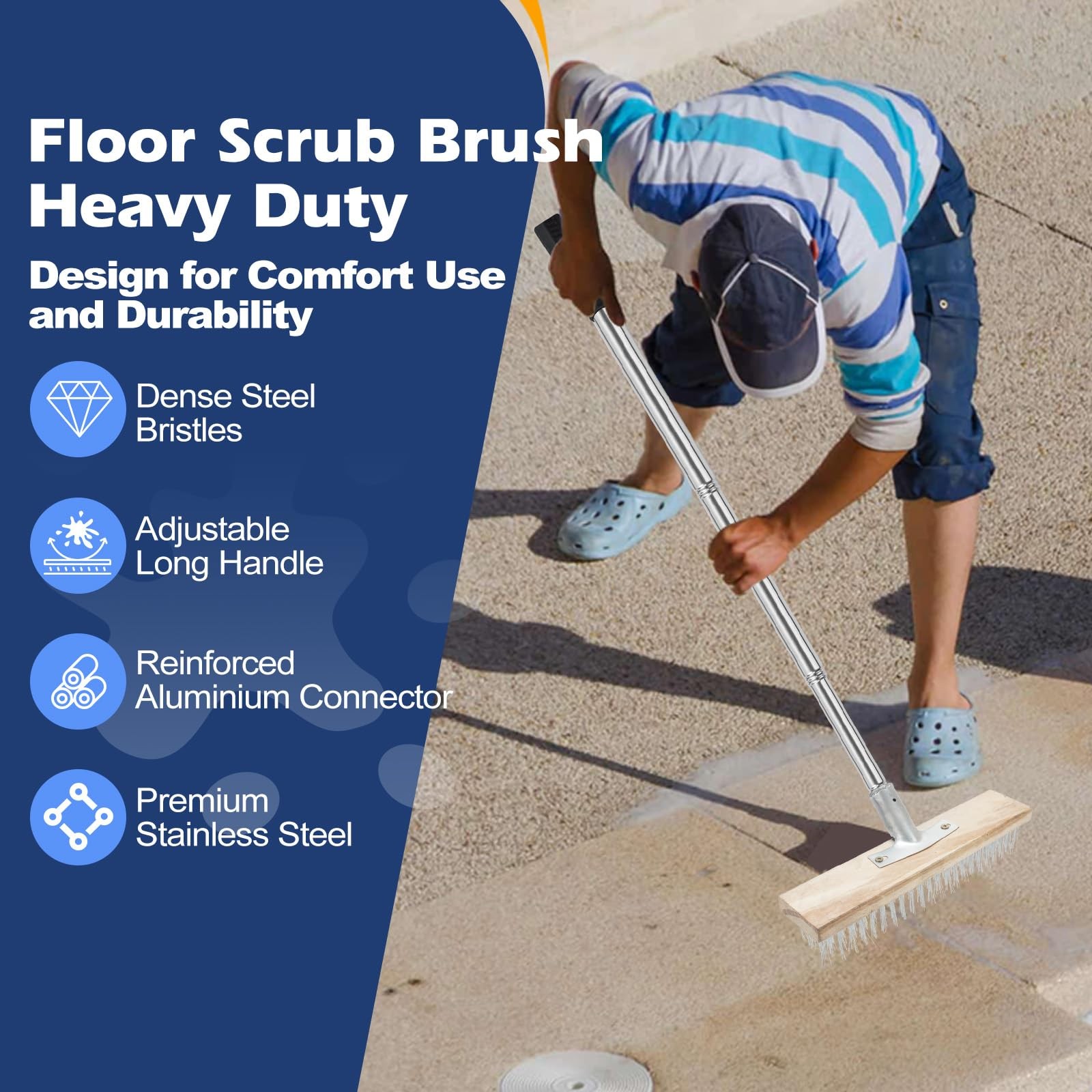 Floor Scrub Brush, Deck Brushes for Scrubbing Heavy Duty, Concrete Scrubber O…