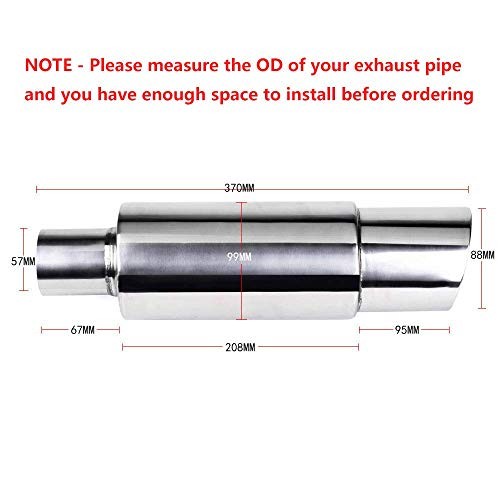 Exhaust Muffler,Universal Stainless Steel Exhaust Burnt Tip,14.8 inches Silver
