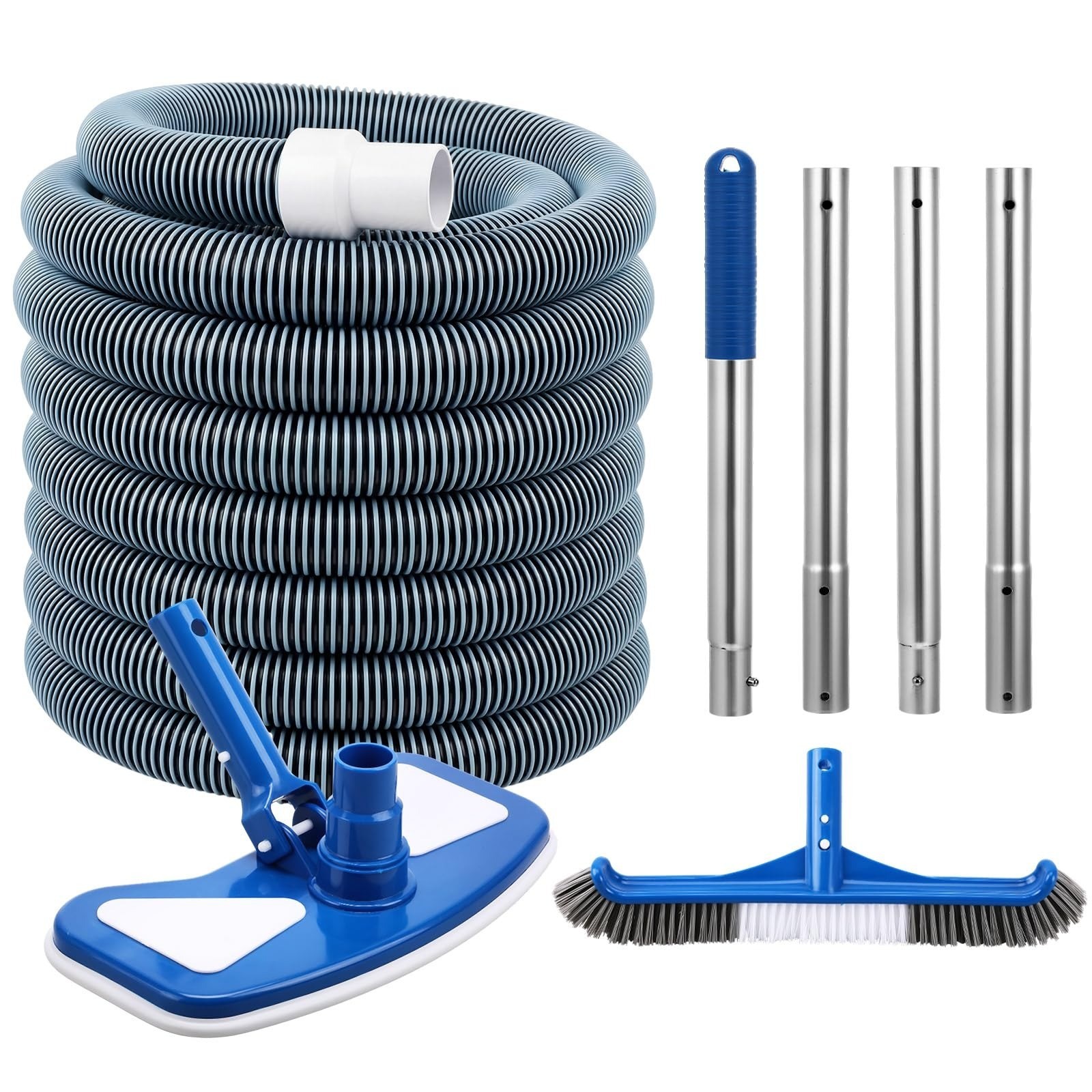 4 Pcs Swimming Pool Cleaning Kit Including Pool Vacuum Head with 1-1/2&Prime; x 30 ft