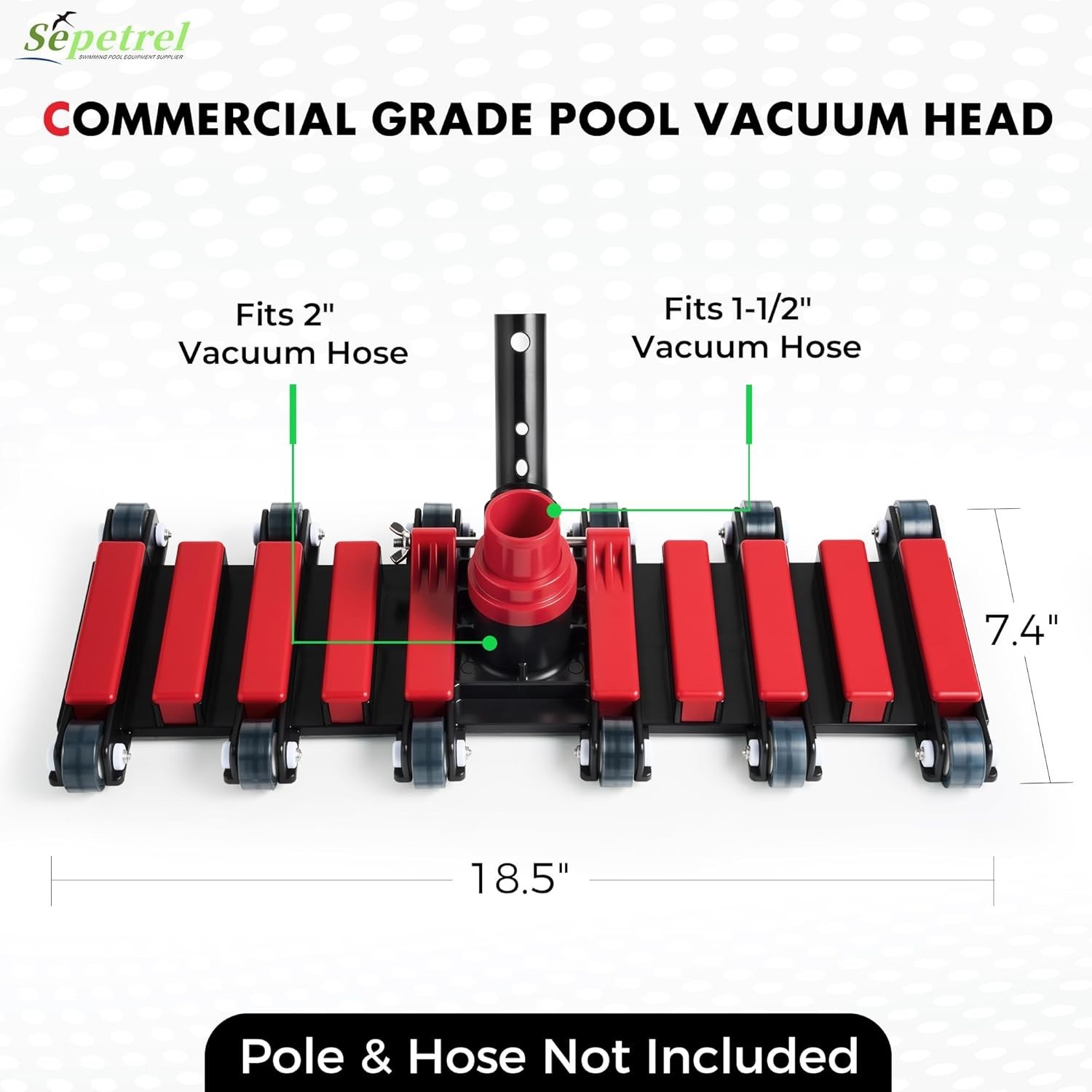 Commercial Grade Pool Vacuum Head with Wheels,19&Prime; Extra-Wide & Weighted Flexi…