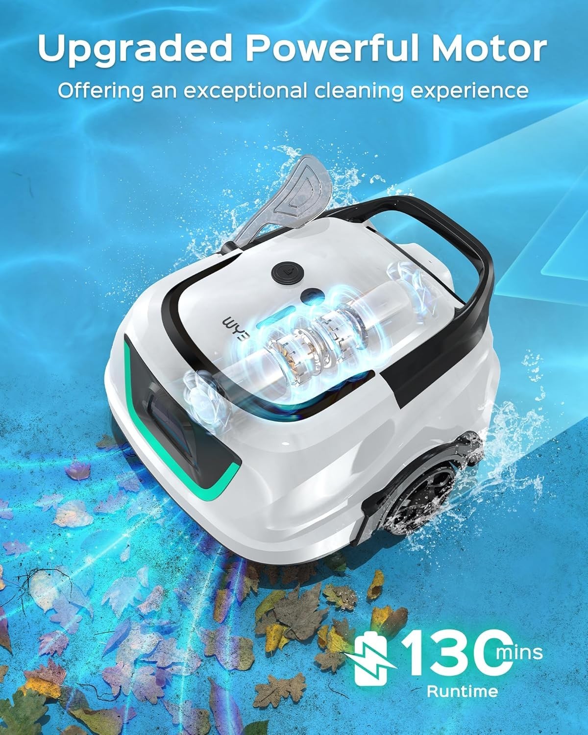 A1 Cordless Robotic Pool Cleaner – 2280 GPH Suction, 130 Min Runtime, 4 Modes