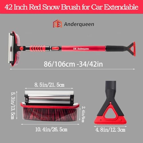 Extendable 42&Prime; Snow Brush & Ice Scraper for Cars – Extendable