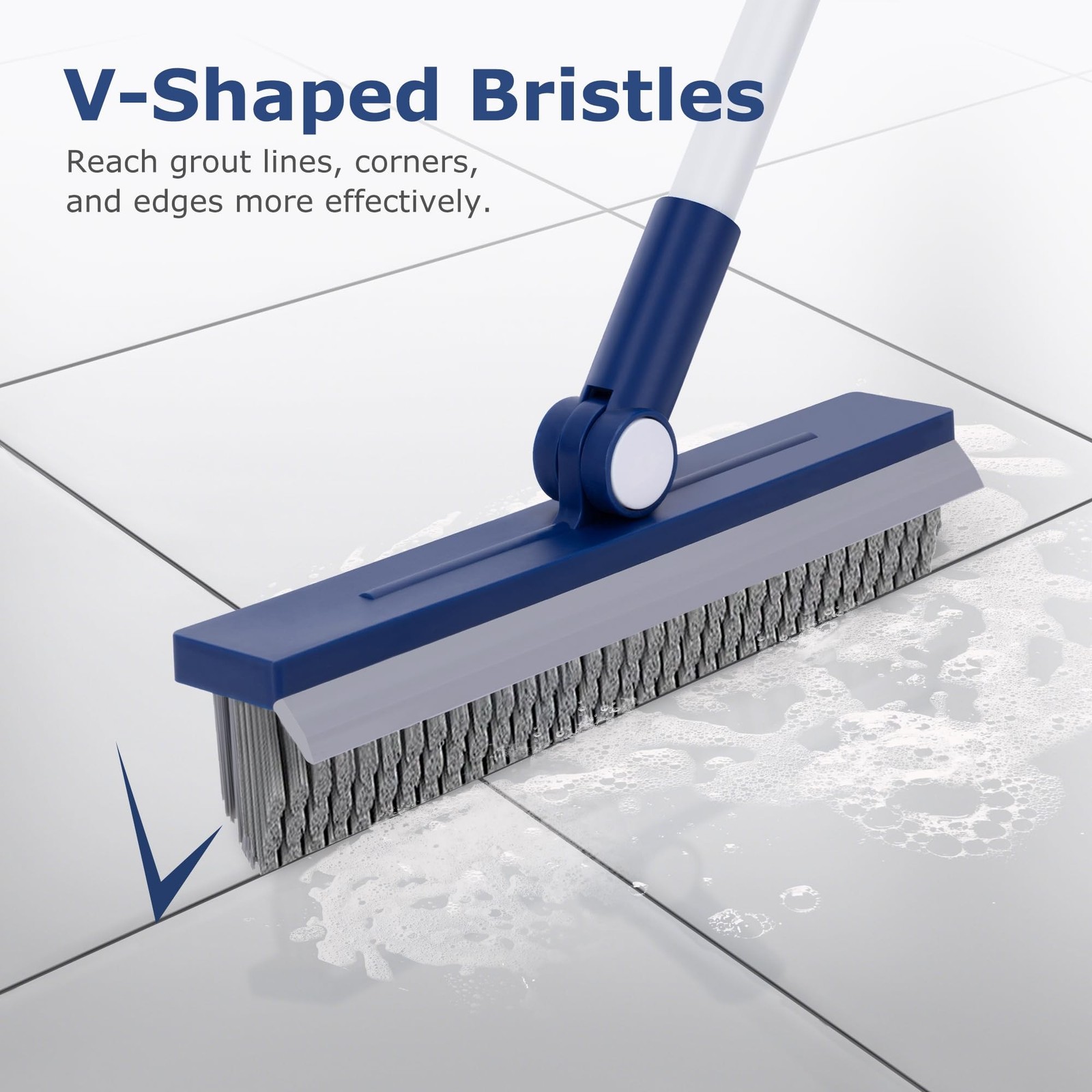 Grout Brush with Long Handle, Grout Cleaner Brush for Tile Floors, Stiff Bris…