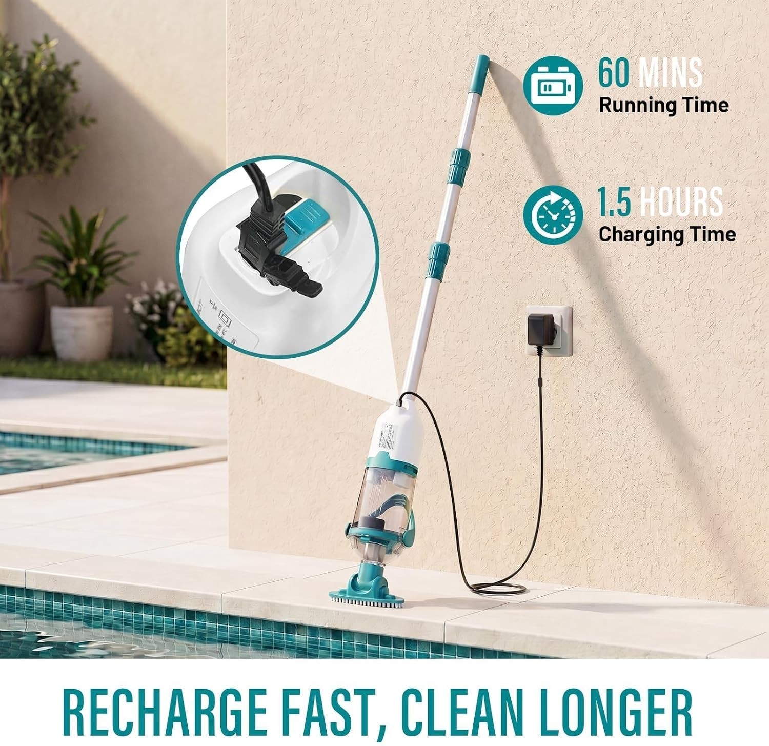 Above Ground Pool Vacuum – Powerful 20W Motor with Telescopic Handle & Filters