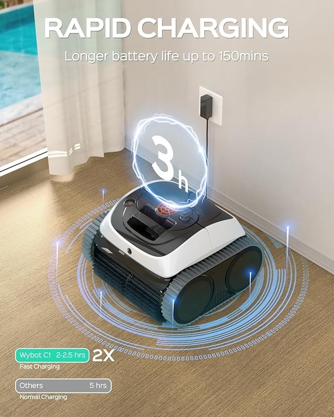 WYBOT C1 Cordless Robotic Pool Cleaner Inground In-Ground Vacuum Wall Climbr NIB