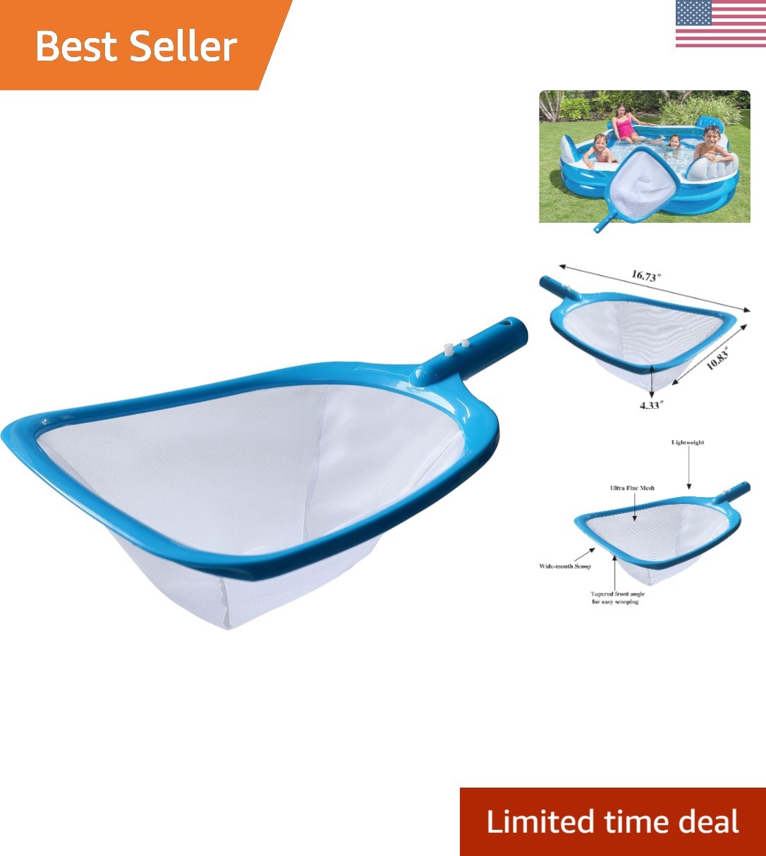 Ultra Fine Mesh Leaf Skimmer for Pools, Spas & Hot Tubs – Lightweight Design