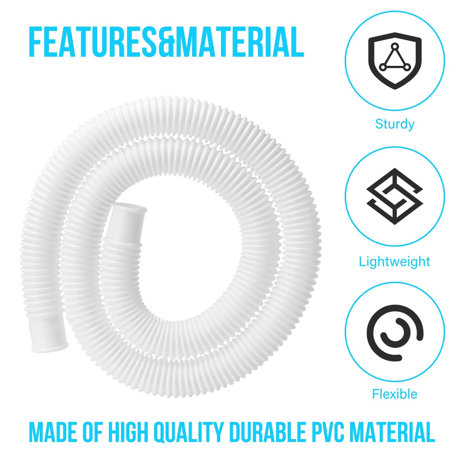 Pool Pump Hose for Above Ground Pools, 2 Pack 2PCS Hoses, White