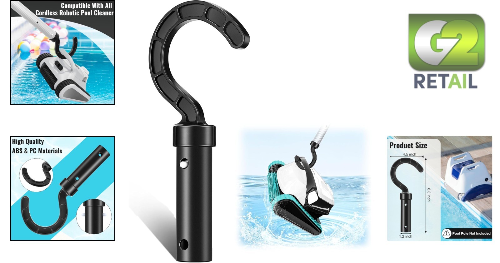 Universal Pool Hook for Robotic Cleaners – Effortless Retrieval Tool