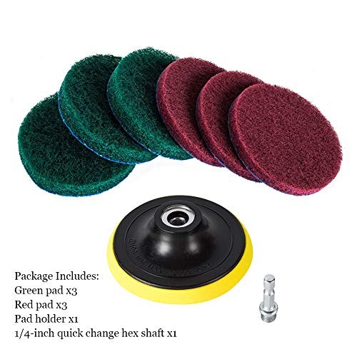 Drill Power Brush Tile Scrubber Scouring Pads Cleaning Kit, Includes 4 Inch