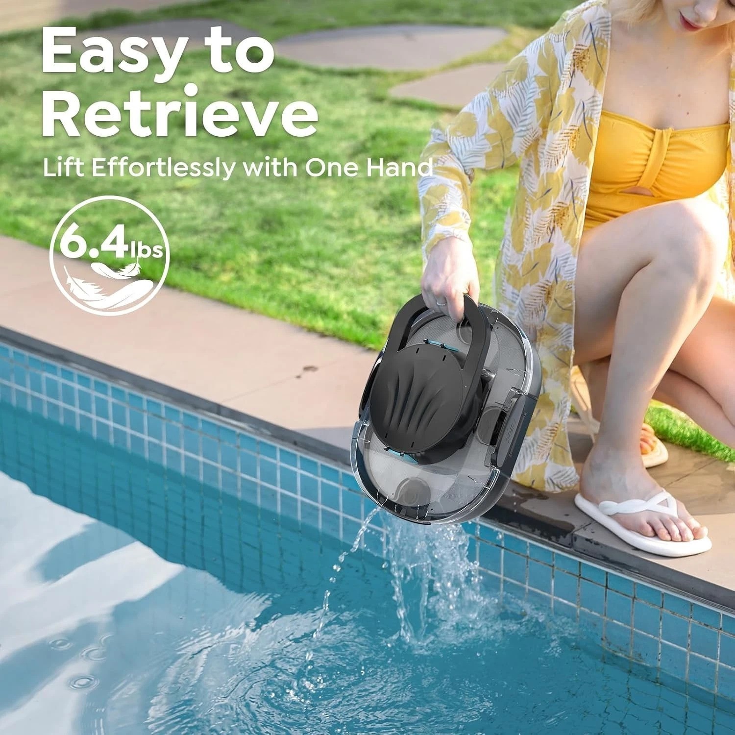130-Minute Runtime Cordless Pool Cleaner for Effortless Cleaning – Self-Parking