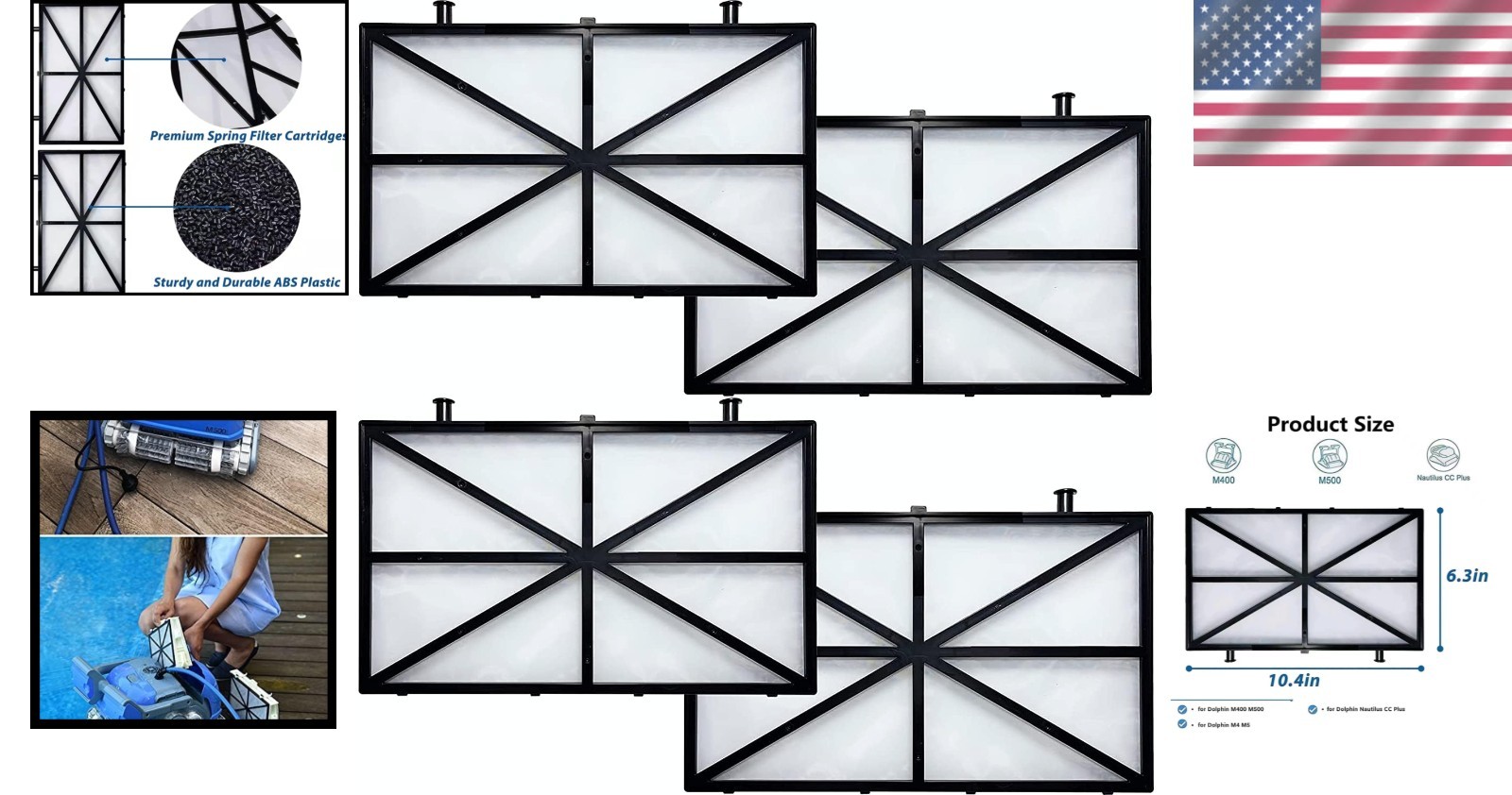 Durable 4-Pack Microfiltration Cartridges for Dolphin Pool Cleaners – 9991433-R4