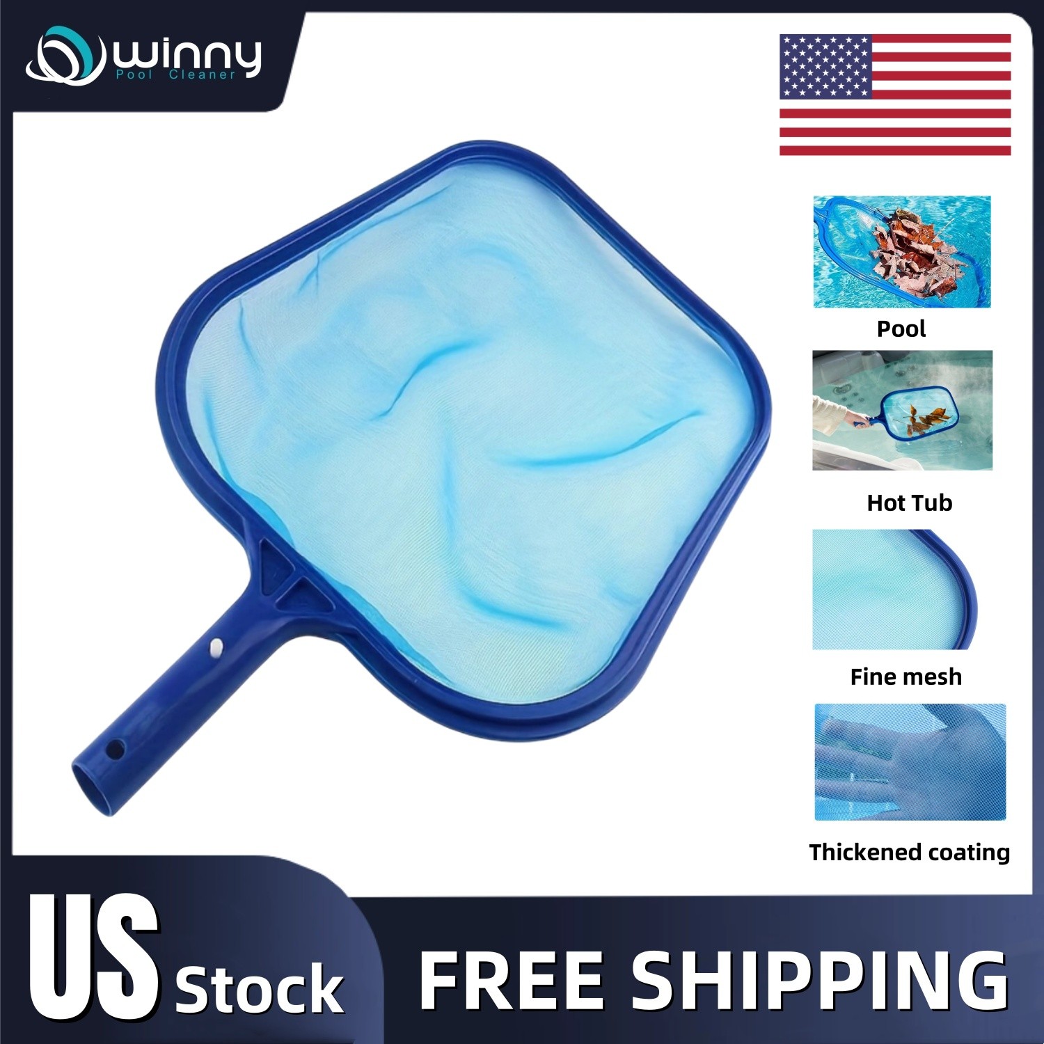 11&Prime; Swimming Pool Leaf Skimmer Net, Clean Pool, Spa, Pond, Remove Leaves, Debris