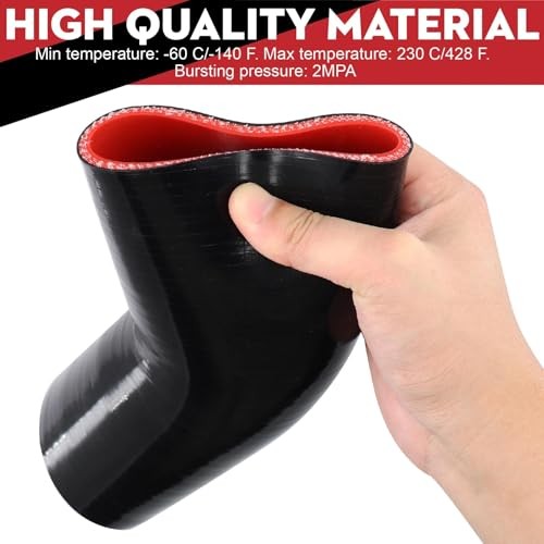 45 Degree Elbow Silicone Hose, 3 Inch (76mm), Universal Fit, Red, 4-Ply 45° 3in