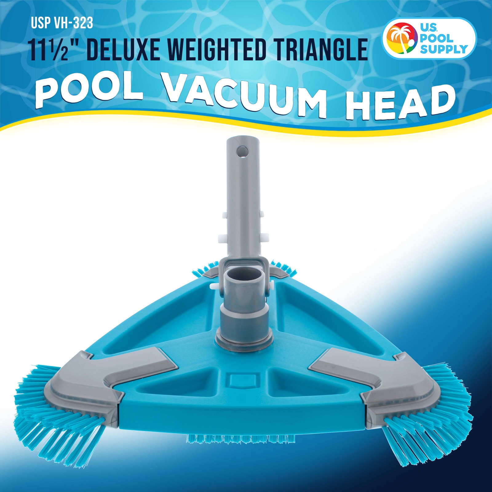 Deluxe Weighted Triangular Pool Vacuum Head with Side Brushes, Swivel Connection