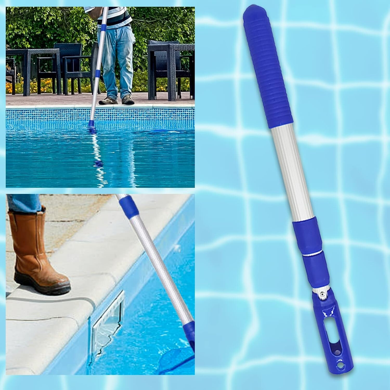 Aluminum Telescopic Pool Pole- Connects to Nets& Brushes | Durable Swimming Tool