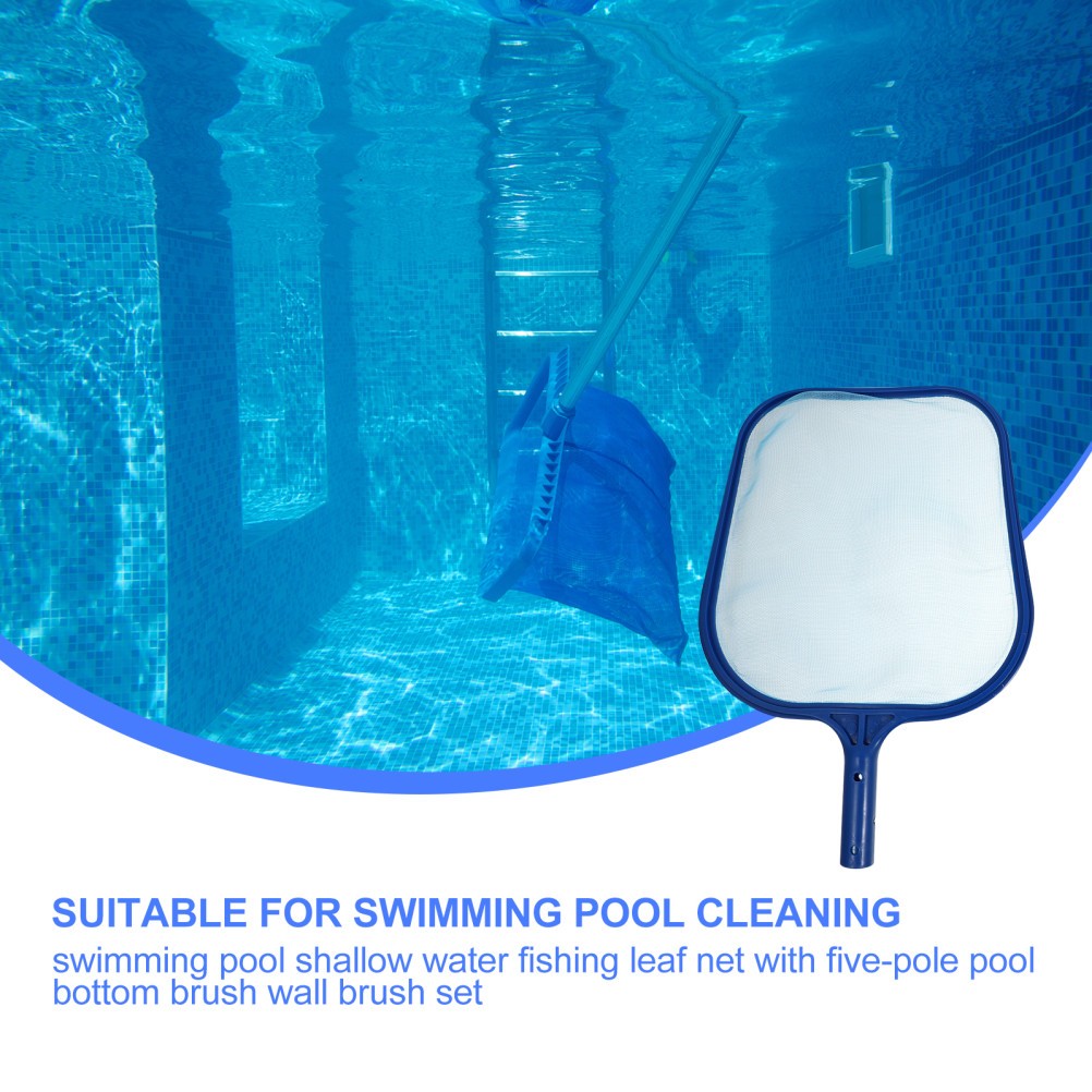 1 Set Pool Skimmer Kit Durable Plastic Blue with Removable Pole for Outdoors