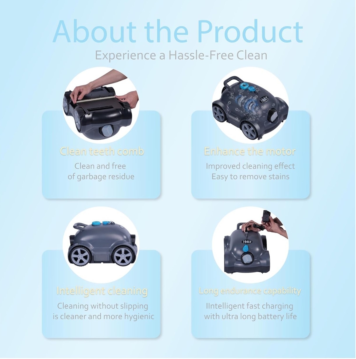 Cordless Robotic Pool Cleaner,Automatic Pool Vacuum Robot up to 2153 sq ft Black