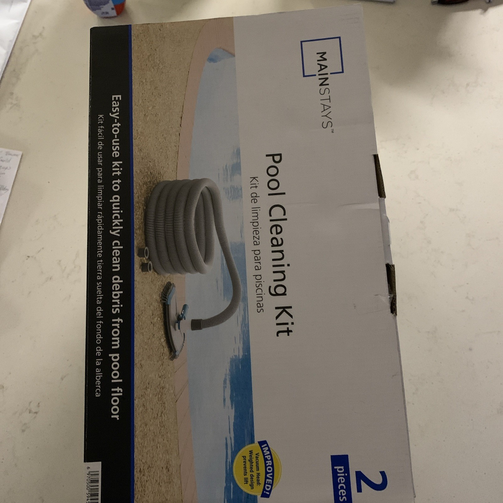 Mainstays Pool Vacuum Kit 2-Piece 25ft UV-Resistant Hose+Swivel Head 1.25&Prime;/1.5&Prime;