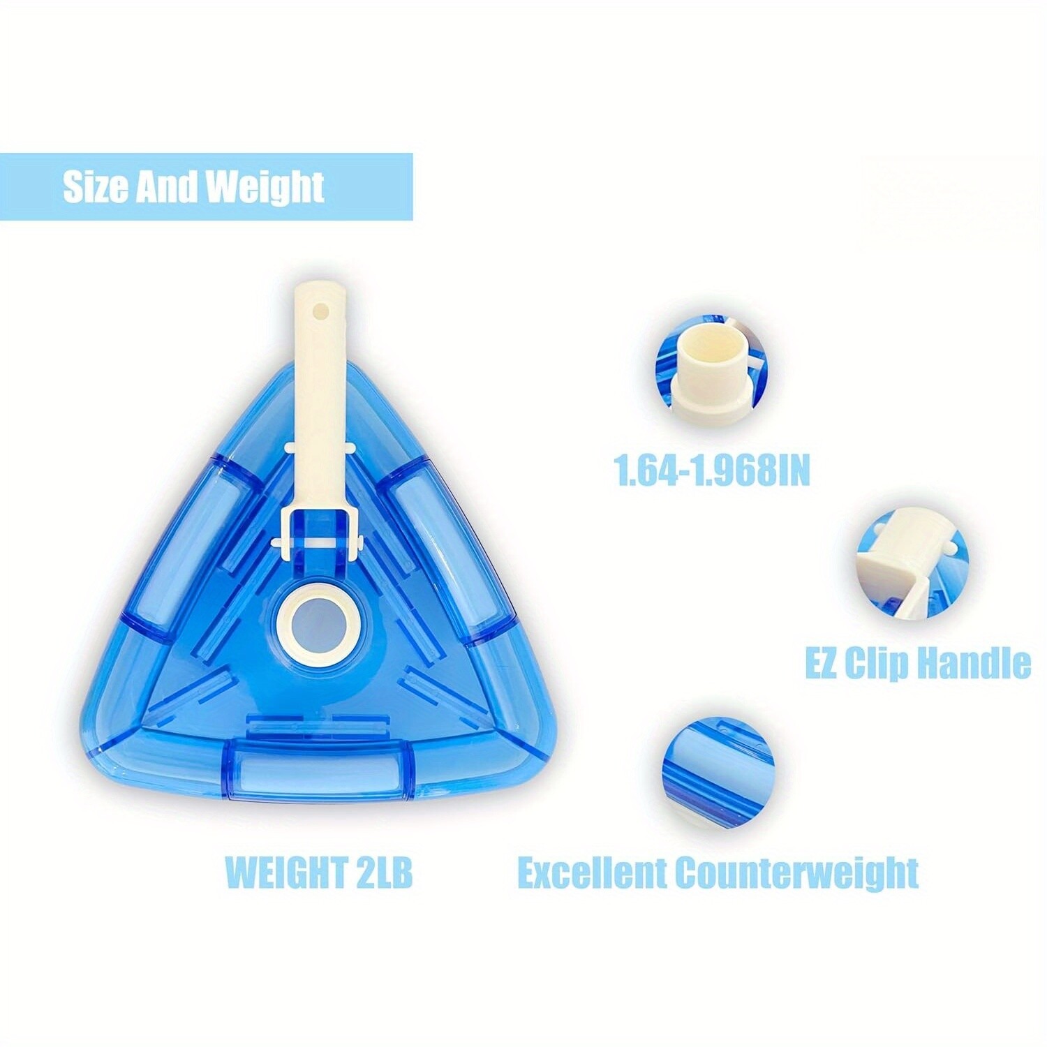 11.4&Prime; Weighted Transparent Triangular Pool Vacuum Head w/ Swivel Hose Connection