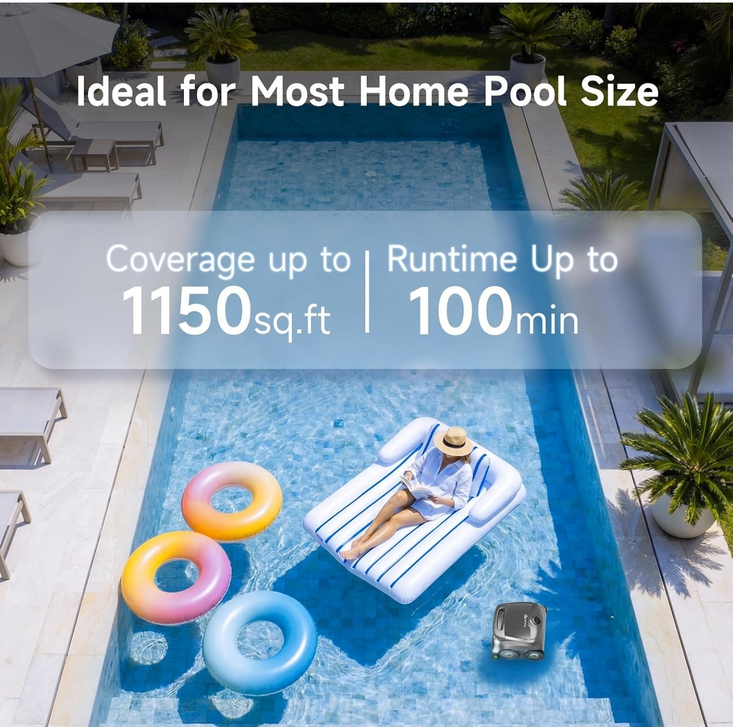 WINNY / WYBOT B1 Cordless Robotic Pool Cleaner – Smart App, Quad-Brush, In/Above