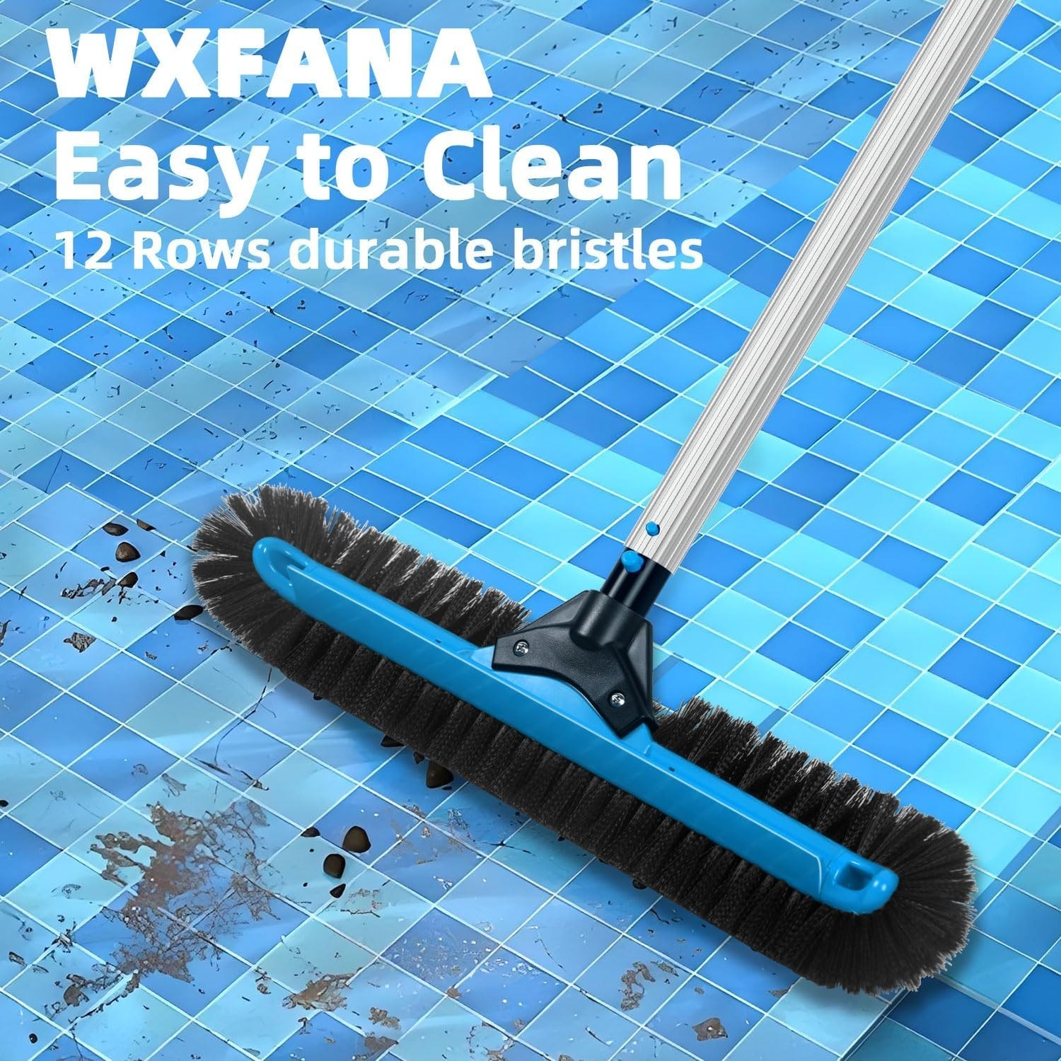 20-Inch Heavy Duty Pool Brush with 12 Rows Soft Bristles Vinyl Safe