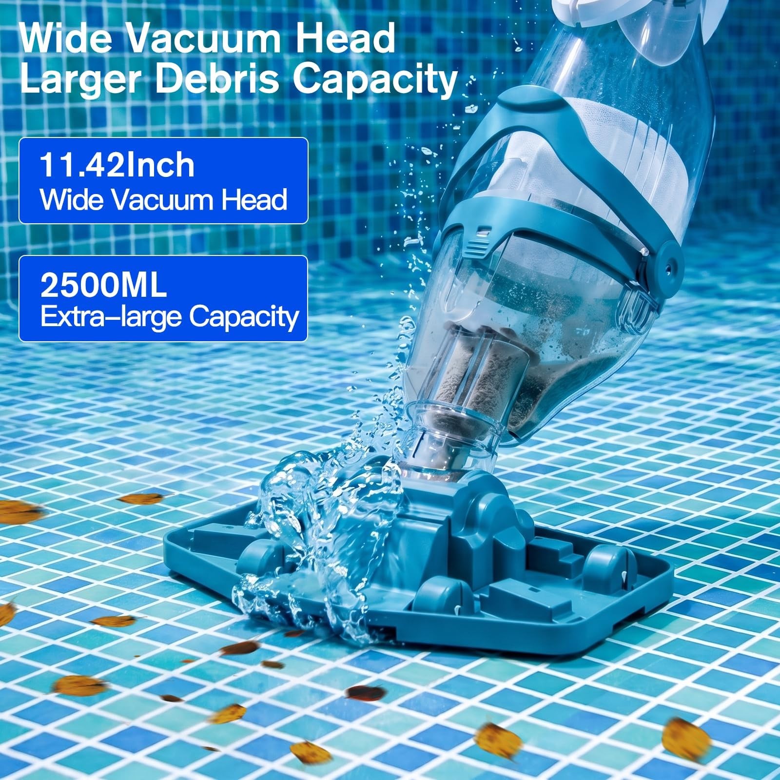 2026 Upgraded Cordless Pool Vacuum for Above Ground Pools, Dual Modes BLUE