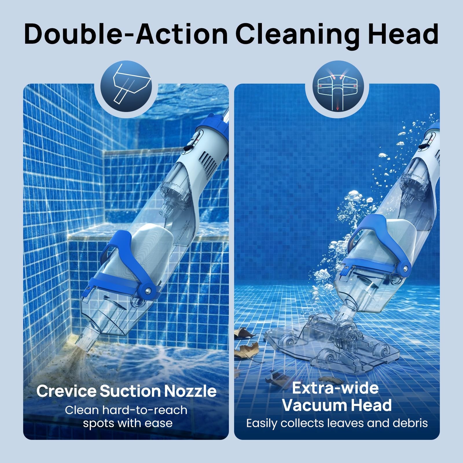 Pool Vacuum for Above Ground & Inground Pools, Cordless Handheld Rechargeable…
