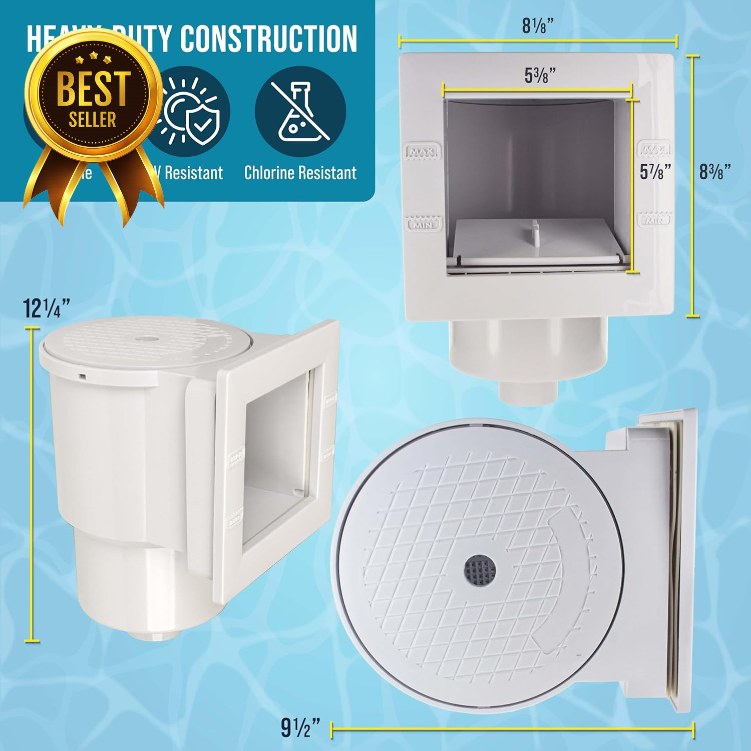 Standard Thru-Wall Above Ground Pool Skimmer Kit ABS Construction Complete Unive