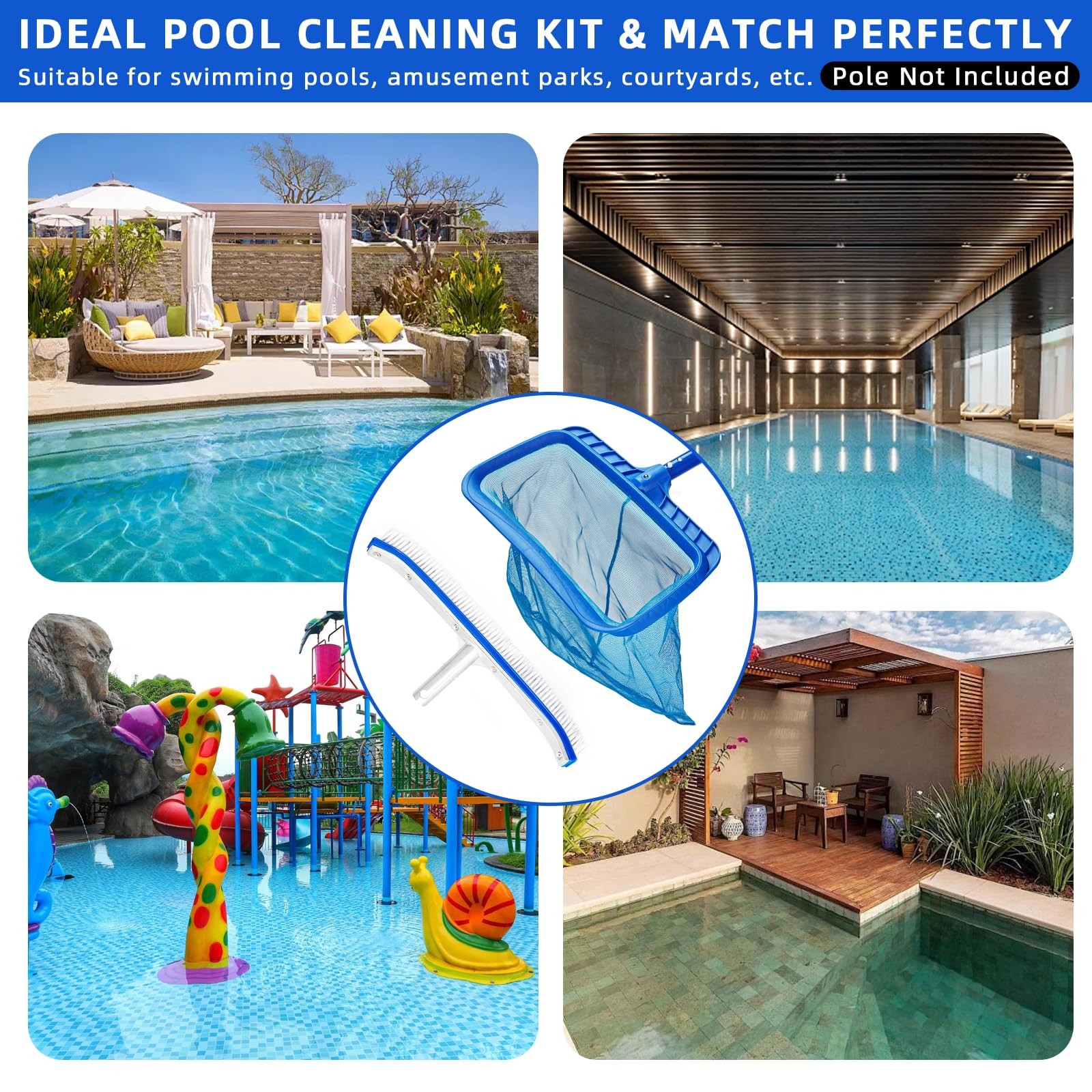 Swimming Pool Cleaner, Pool Skimmer Leaf Net with 18&Prime; Pool Skimmer Net