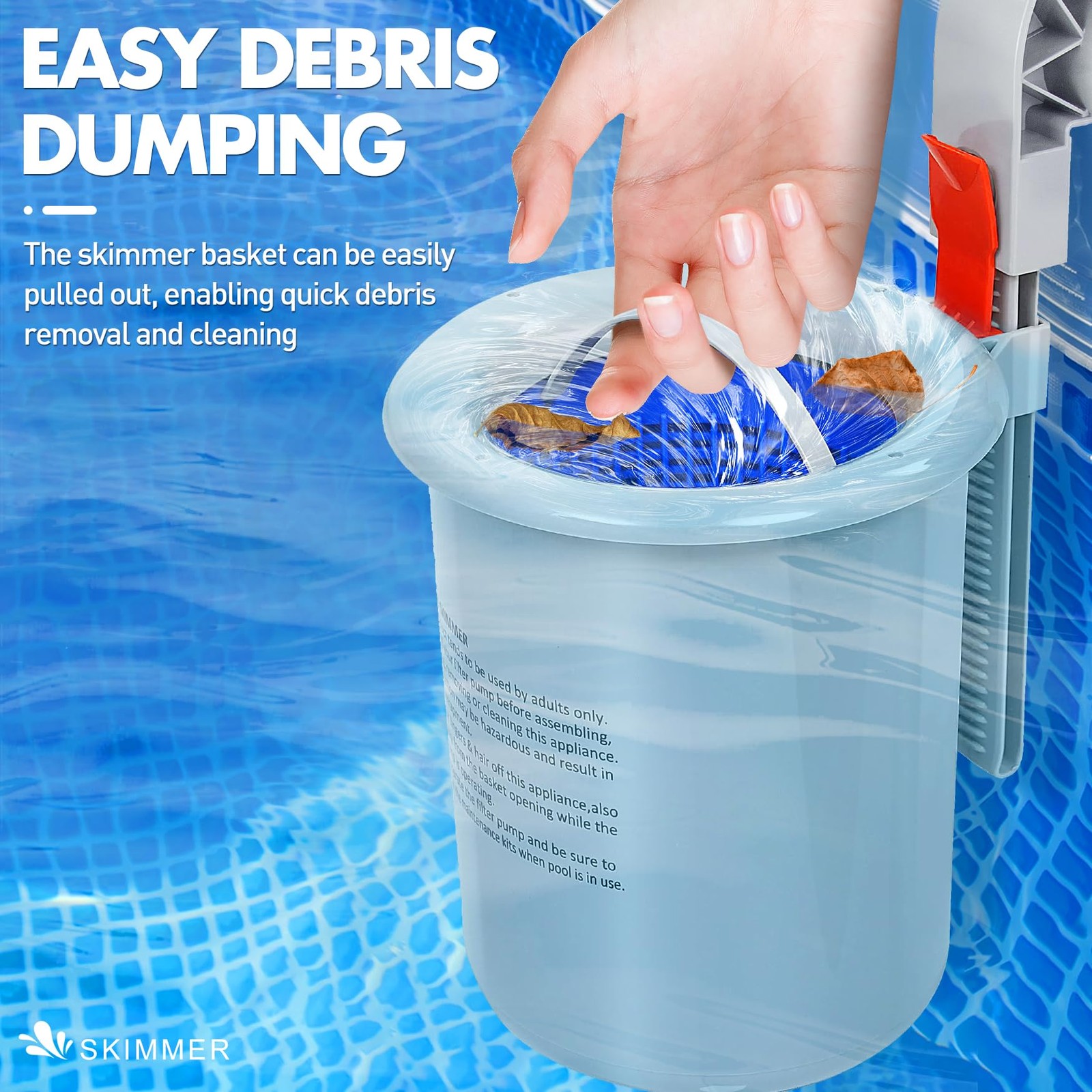 Automatic Above Ground Pool Skimmer with Removable Basket & Floating Filter