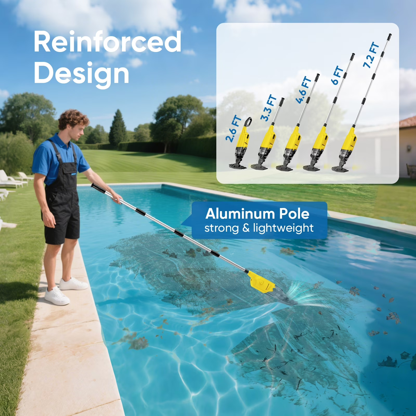Cordless Pool Vacuum Handheld Above Ground Inground Pools Spas Hot Tubs Yellow