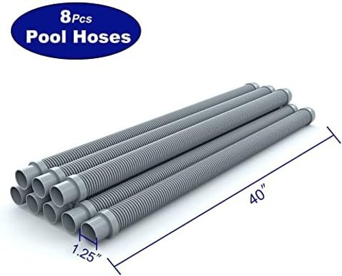 Poolvio Professional Swimming Pool Vacuum Cleaner Hose -1.5” 8 Piece Hoses fo…
