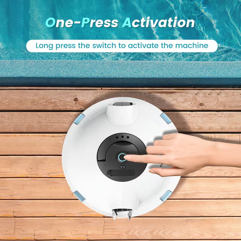 Powerful Cordless Robotic Pool Cleaner 90 Minutes Runtime 1100 Sq.Ft