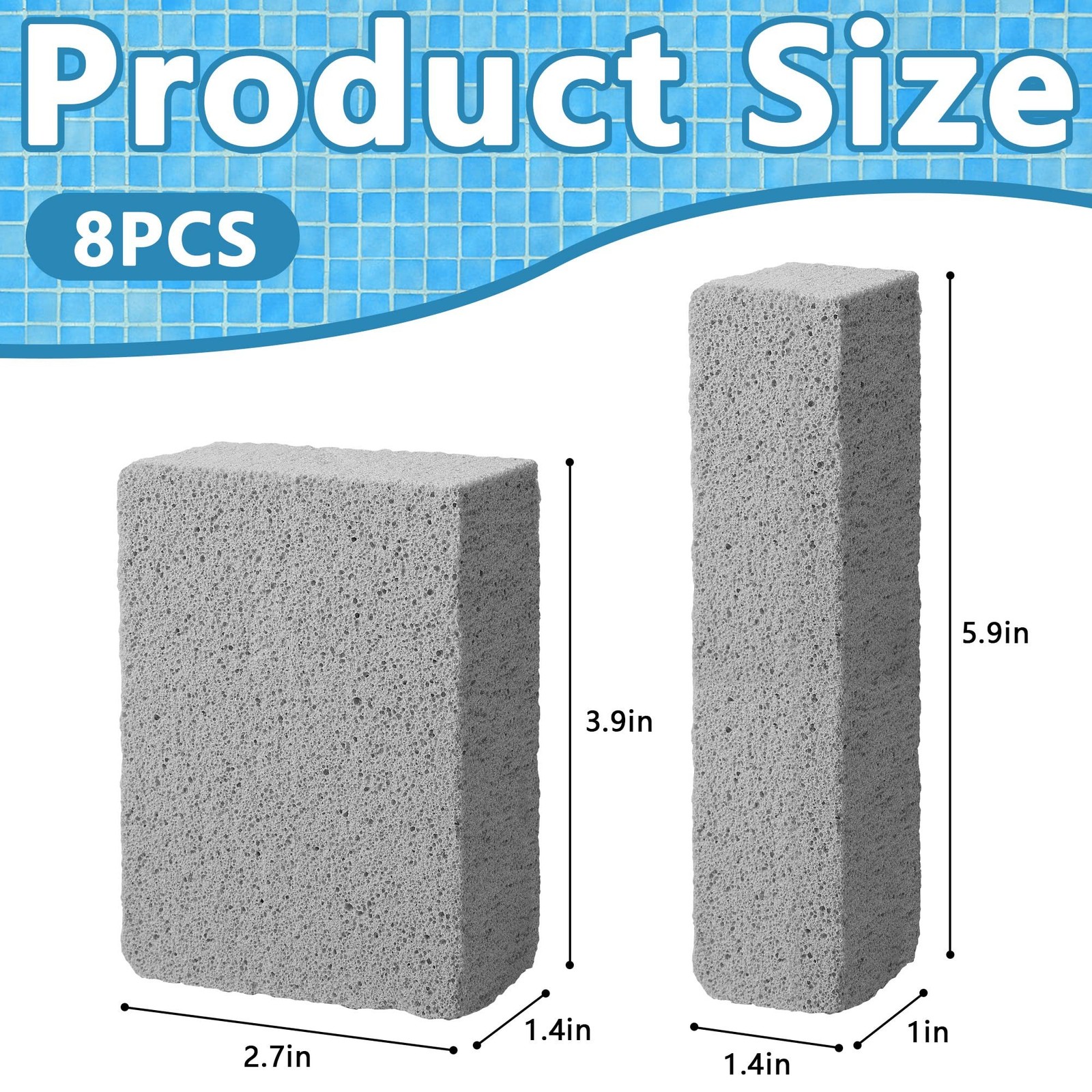 8 Pcs Pools Pumice Stone – Pool Cleaning Block Swimming Pumice Pool Tile Ston…