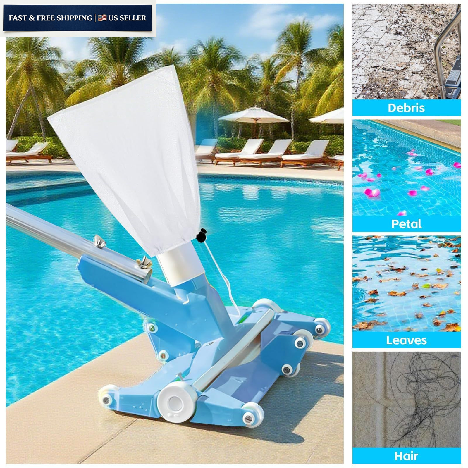 4 Pack Pool Vacuum Replacement Mesh Bags XL 18.5&Prime; x 16.5&Prime; Universal Fit WHITE
