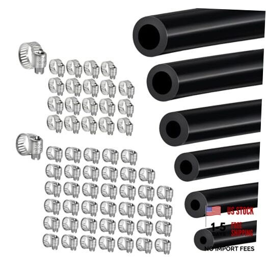 6PCS Automotive Vacuum Hose – 5 FT 1/8 5/32 3/16 1/4 5/16 3/8 Inch ID