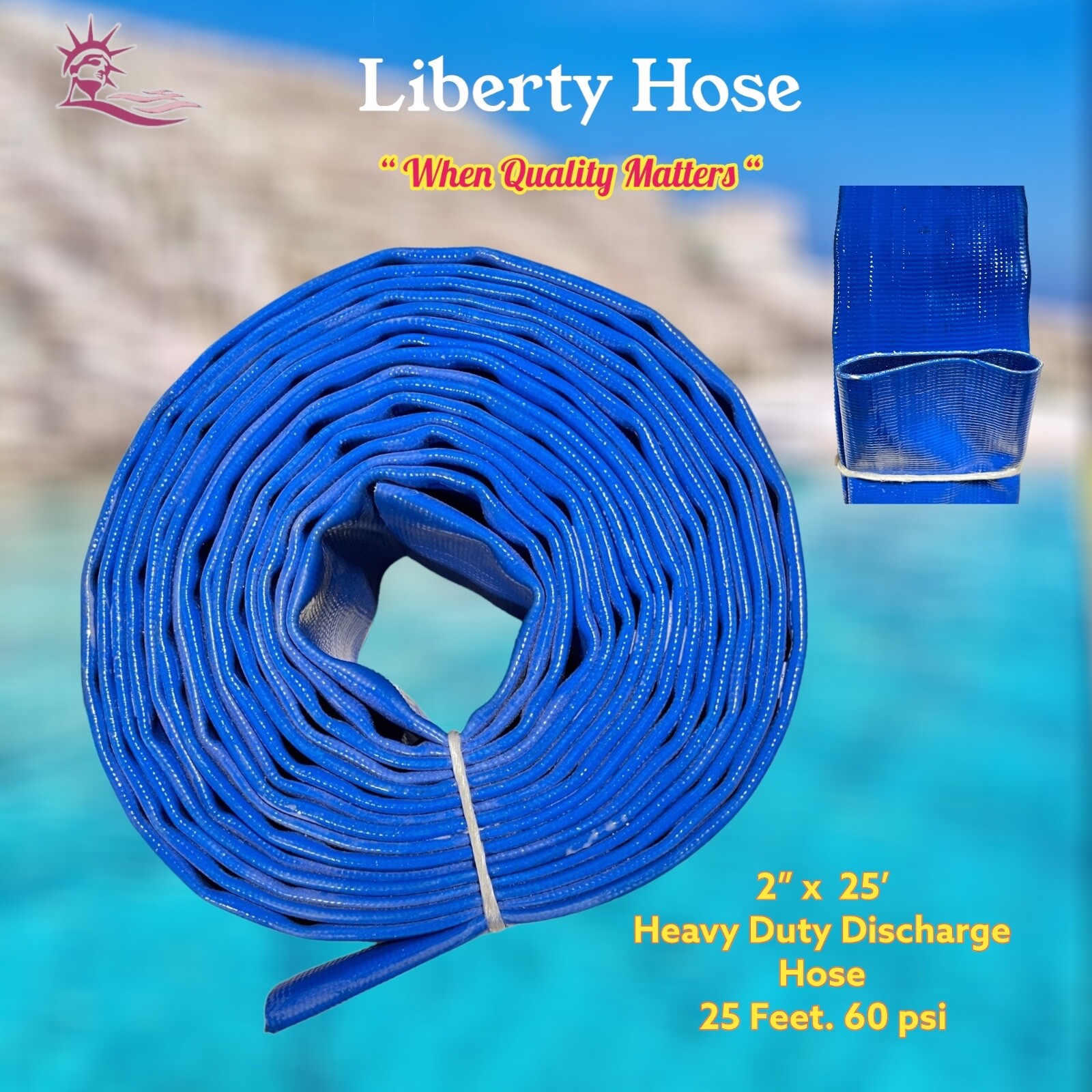 Liberty Hose For Swimming Pool Filter Backwash Hose – PVC 25&prime; FT x 2&Prime; IN