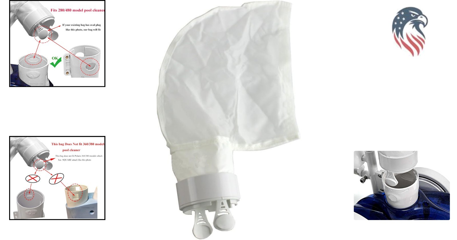 Pool Cleaner Sand Silt Bag Compatible with Polaris 280 480 K14 Replacement