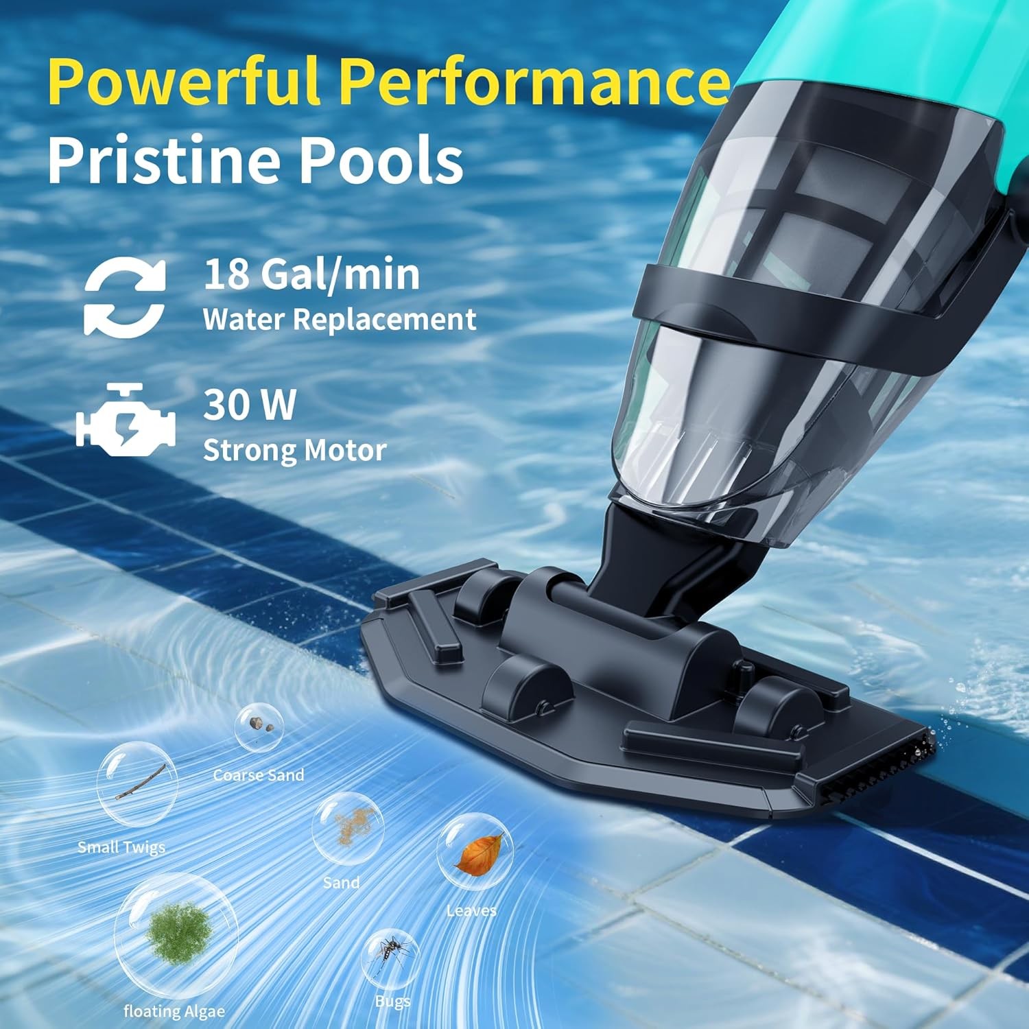 Handheld Spa Hot Tub Vacuum- Cordless Small above Ground Pool Cleaner 90min IPX8