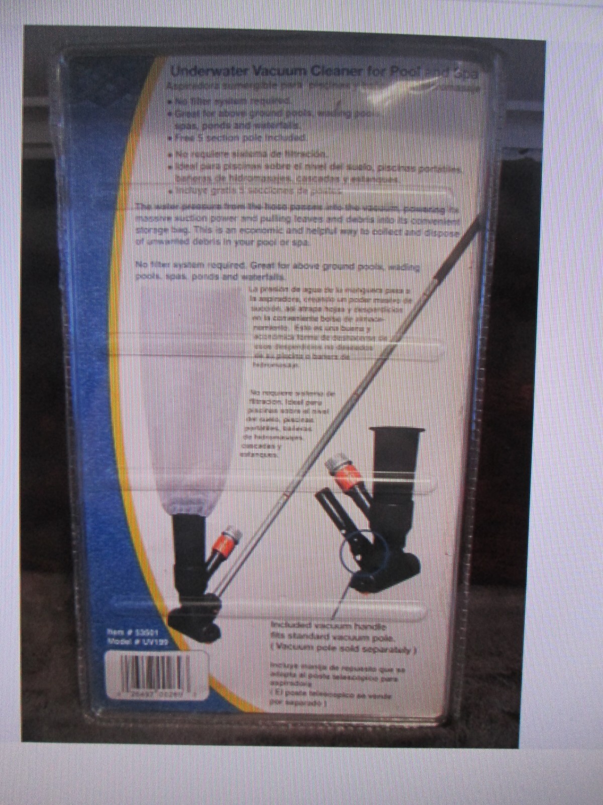 Aqua EZ Underwater Vacuum Cleaner W/Aluminum Pole UV189 Includes Vacuum Handle