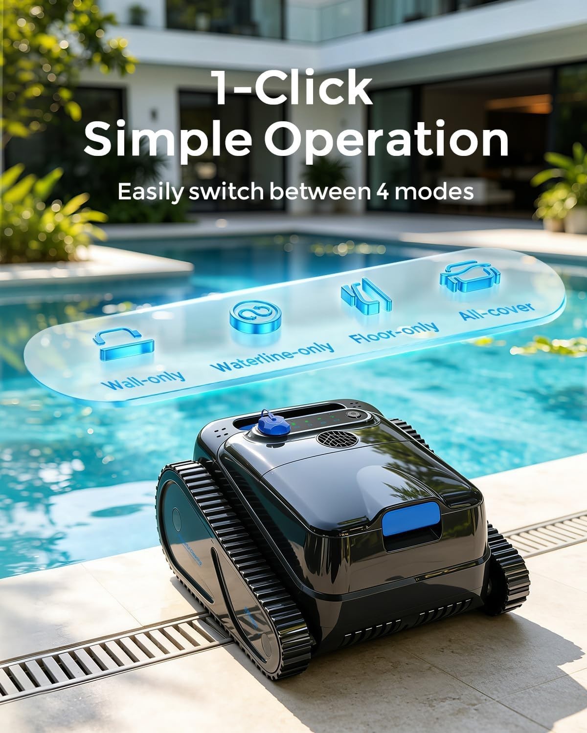 2026 Upgrade OUCAXIA Robotic Pool Vacuum, 4L Large Capacity Pool Vacuum for Ingr