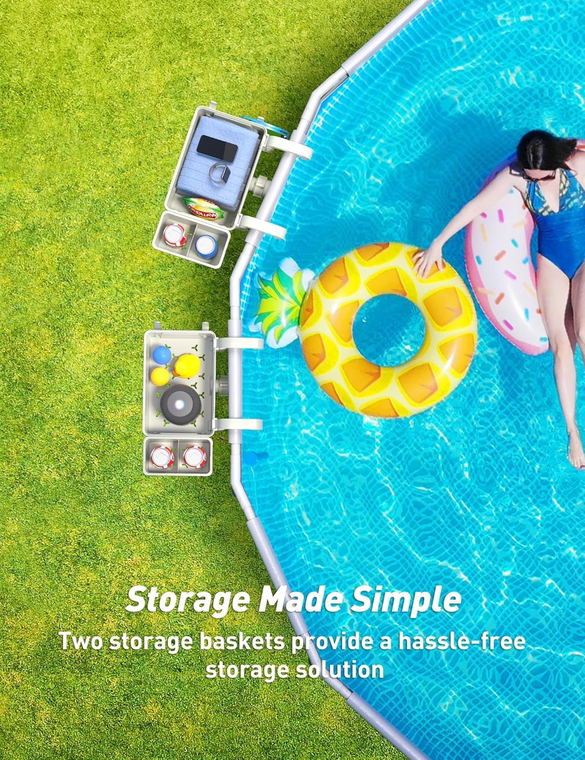 [PATENTED] 2026 Upgrade 2 Sets Poolside Storage Basket Original Above Ground