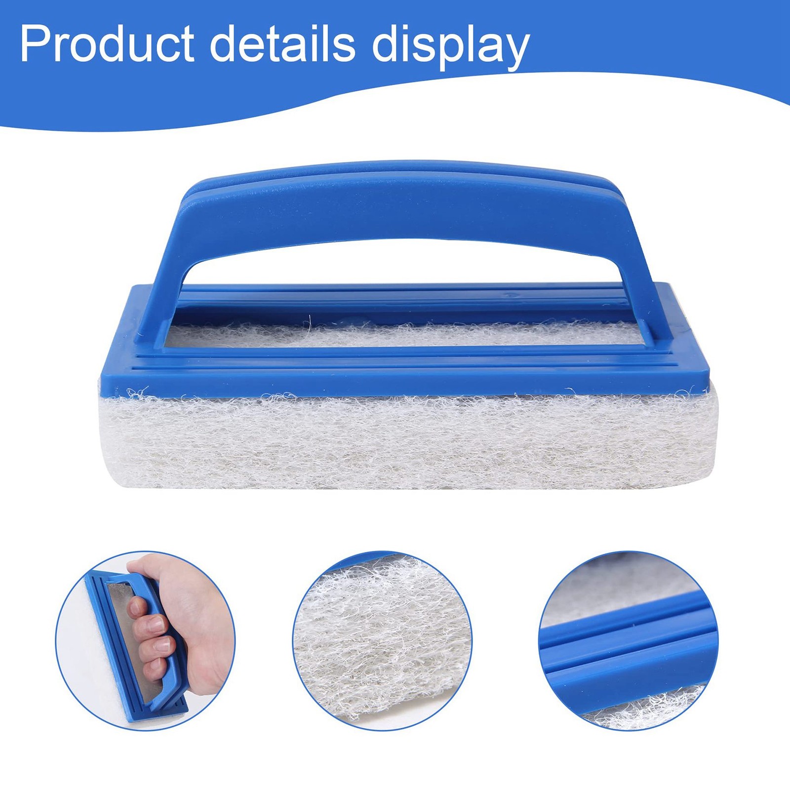 2 Pack Hand-Held Pool Scrub Brush,Scrubbing Scouring Sponge Pad for4809