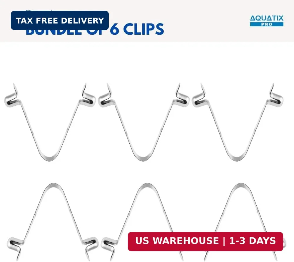 Aquatix Pro Stainless Steel Pool Butterfly V Clips, 6 Pack, Strong Replacement A