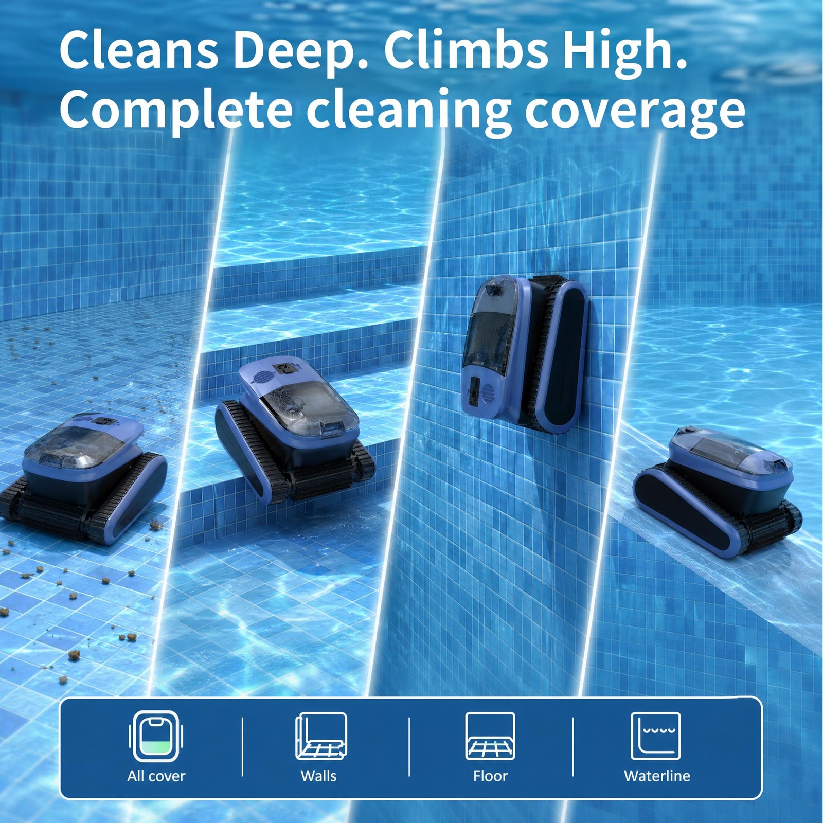 (2026 New) Cordless Robotic Pool Cleaner, 240-Min Wall-Climbing Automatic Poo…