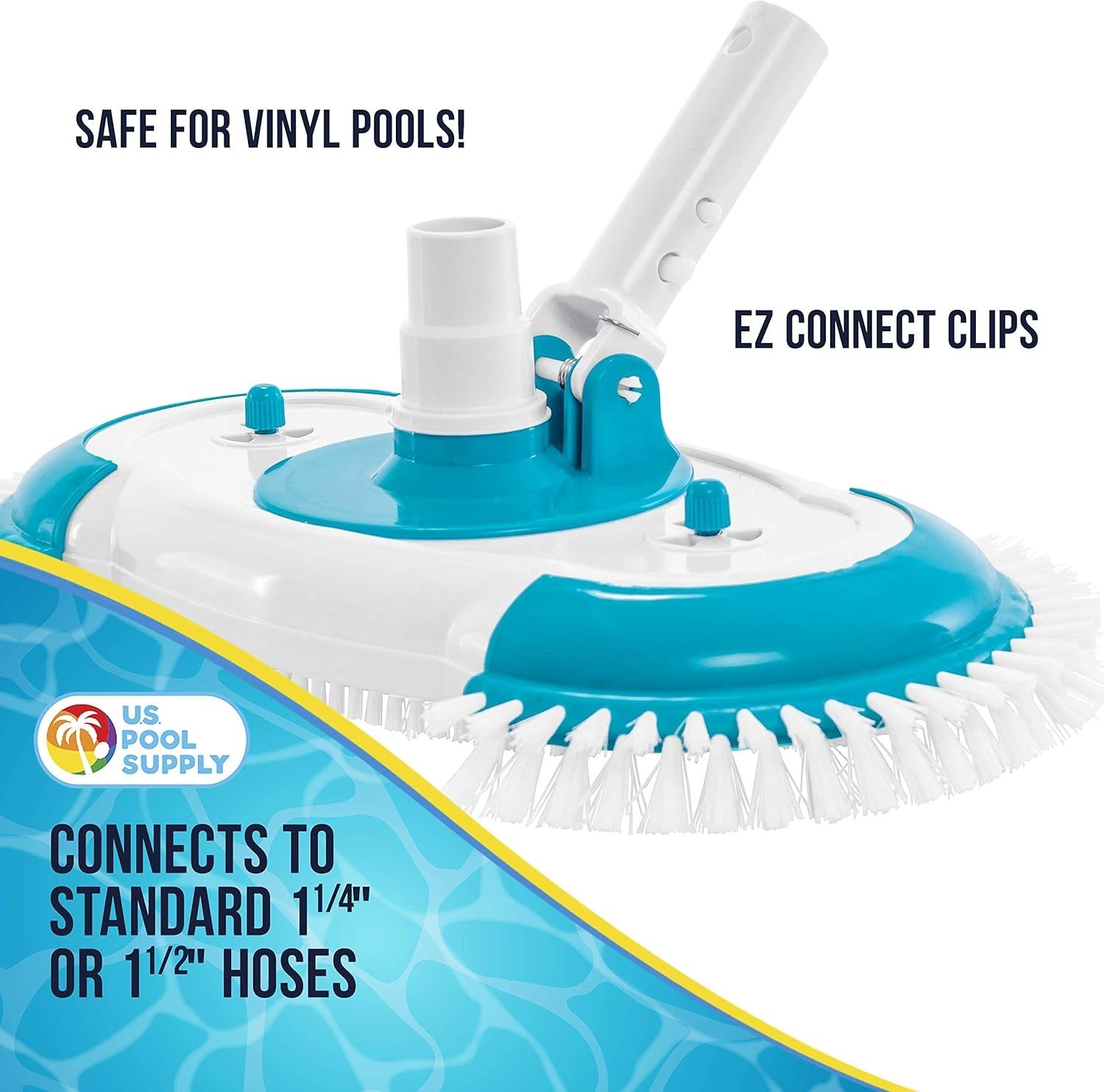 Weighted Pool Vacuum Head 16&Prime; Nylon Side Bristles Swivel Hose Fits 1-1/4&Prime; 1-1/2&Prime;