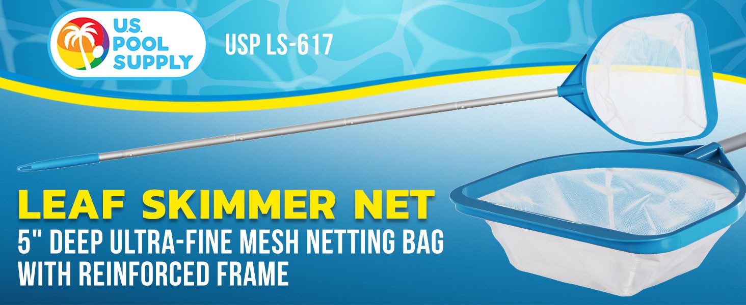 Pool and Spa Skimmer Net with Pole, Long Handheld Ultra-Fine Mesh Pool Skimmer