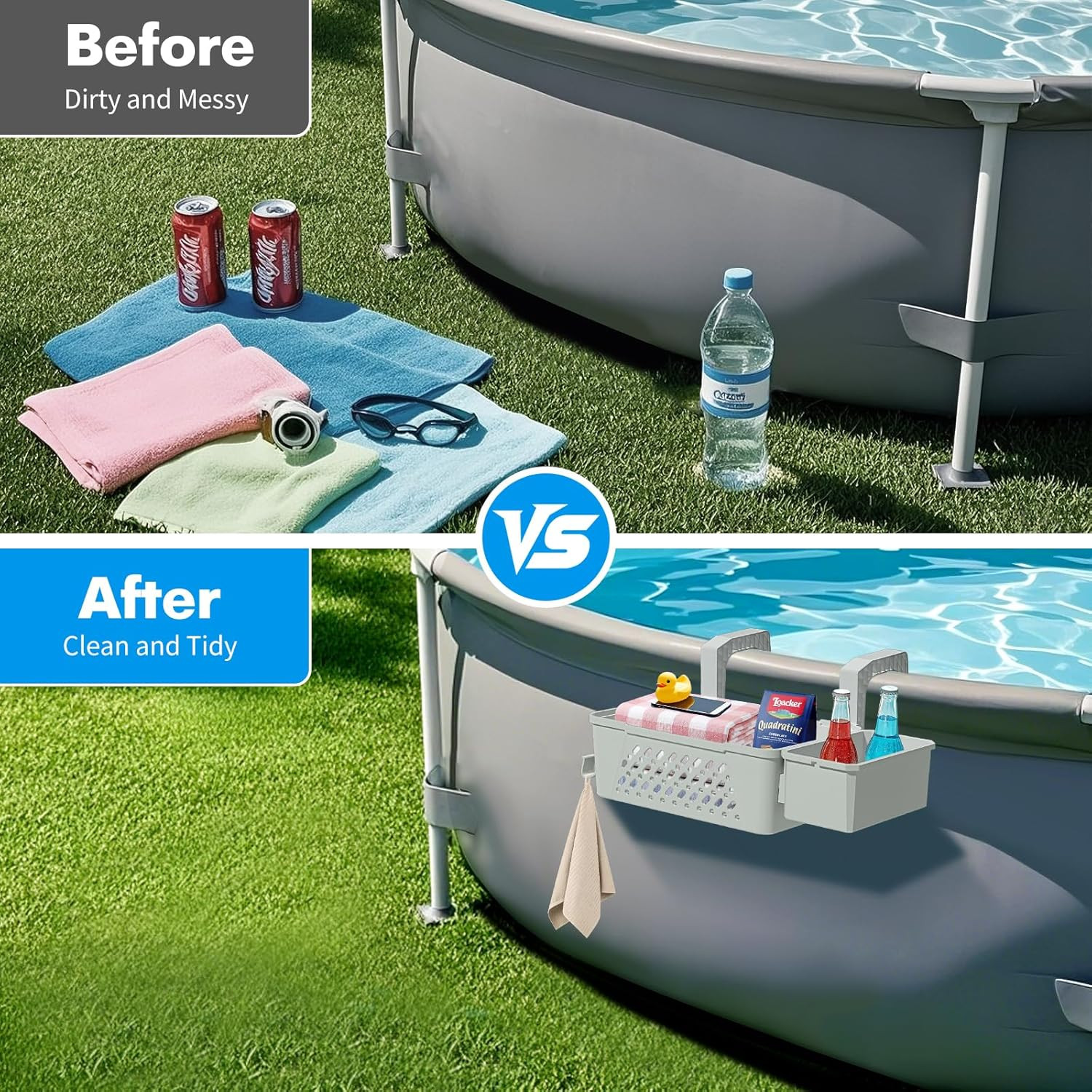 Poolside Storage Basket 2 Pack – above Ground Pool Accessories, Swimming Pool St