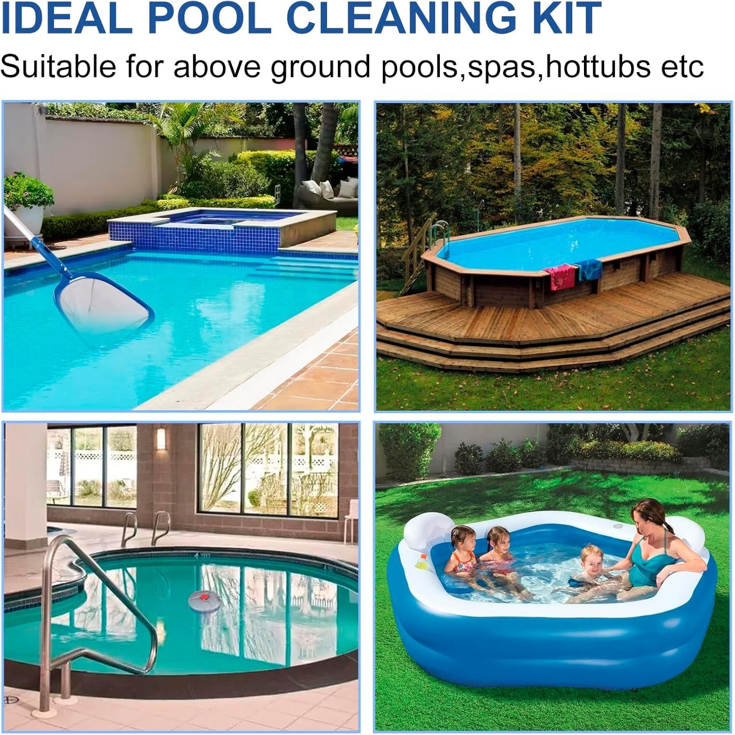 5-in-1 Pool Cleaning Kit for Above Ground & Inground Pools – Comprehensive Care