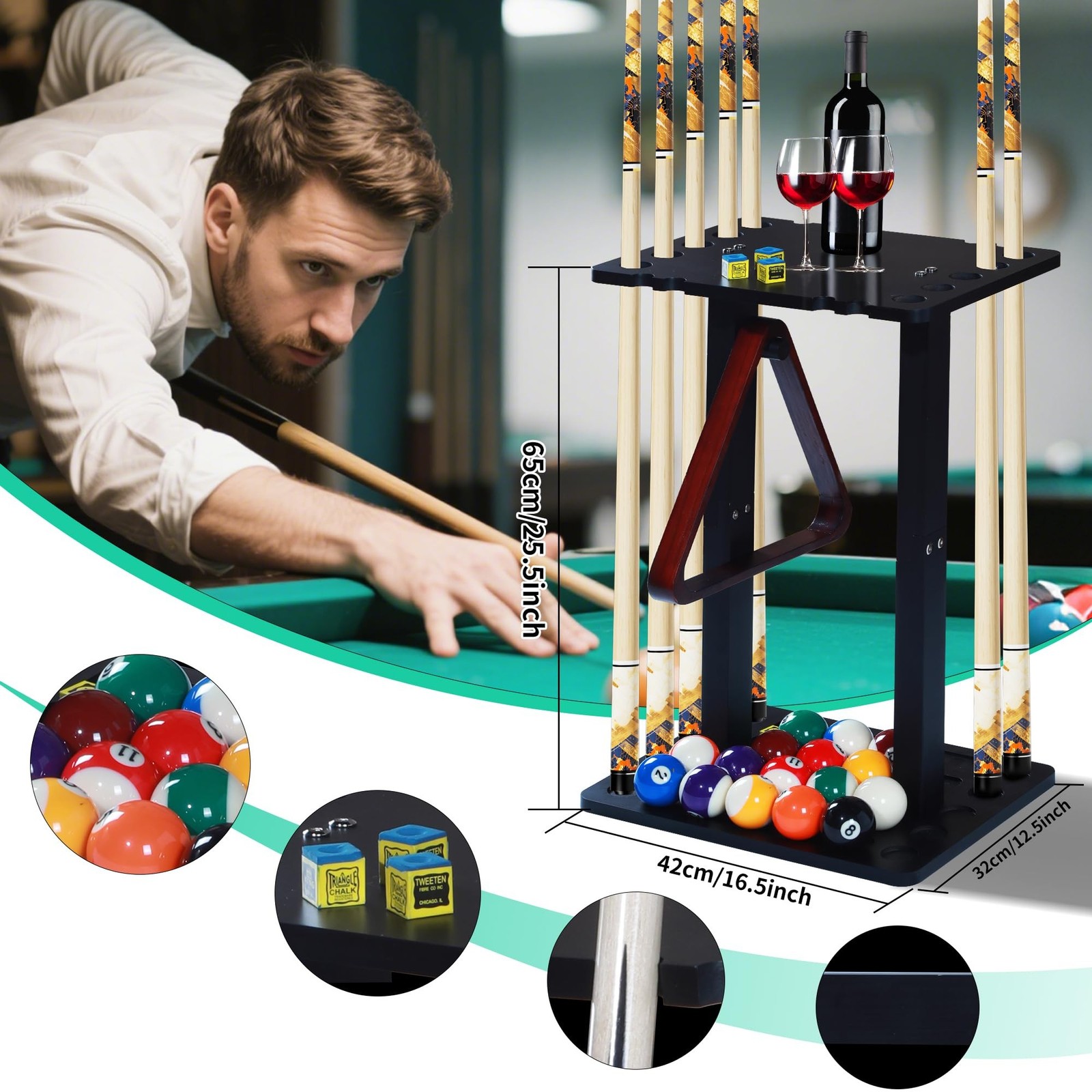 Pool Stick Holder-Pool cue holder floor stand with multiple storage designs ,…